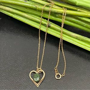 Vintage Heart-shaped Jade Pendant 16” Necklace